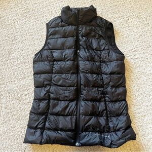 Eddie Bauer Women’s Black Goose Down Vest Sz XS Puffer Lightweight Packable